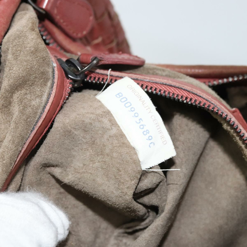 【日本直送】BOTTEGA VENETA INTRECCIATO Hobo 肩背包 皮革 紅色 銀色 正品 BAZ107A-11