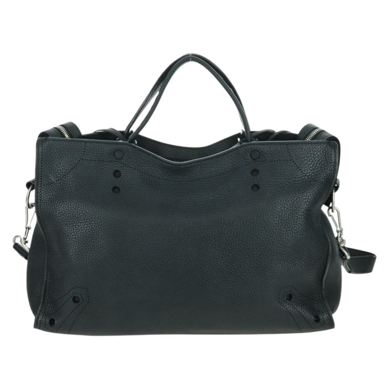 【日本直送】BALENCIAGA Blackout City 手提包，皮革材質，兩用款，黑色/銀色，443514 am11187SAM-1