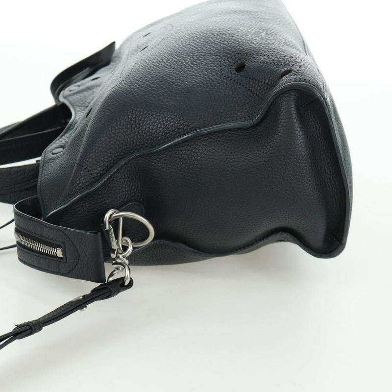 【日本直送】BALENCIAGA Blackout City 手提包，皮革材質，兩用款，黑色/銀色，443514 am11187SAM-2