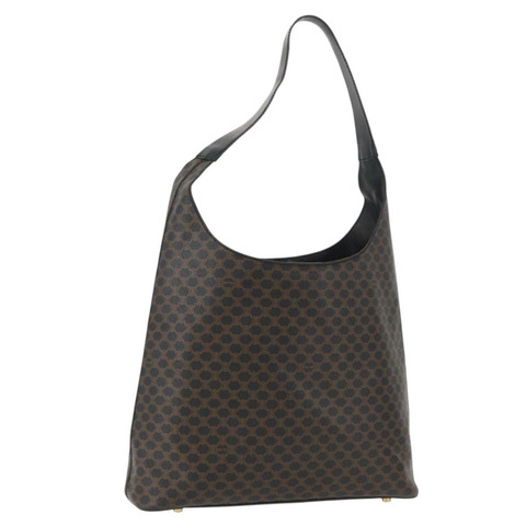 CELINE Macadam帆布肩背包 PVC皮革 黑色金色 正品 BAZ159A