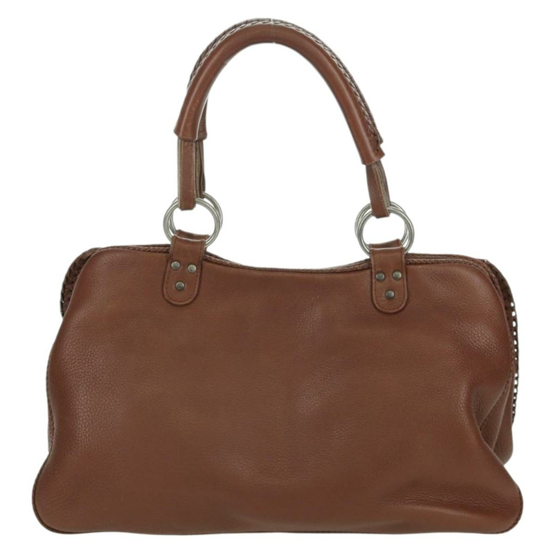 【日本直送】Christian Dior Gaucho 馬鞍形手提包，棕色銀色皮革，正品 BAZ225SAV-1