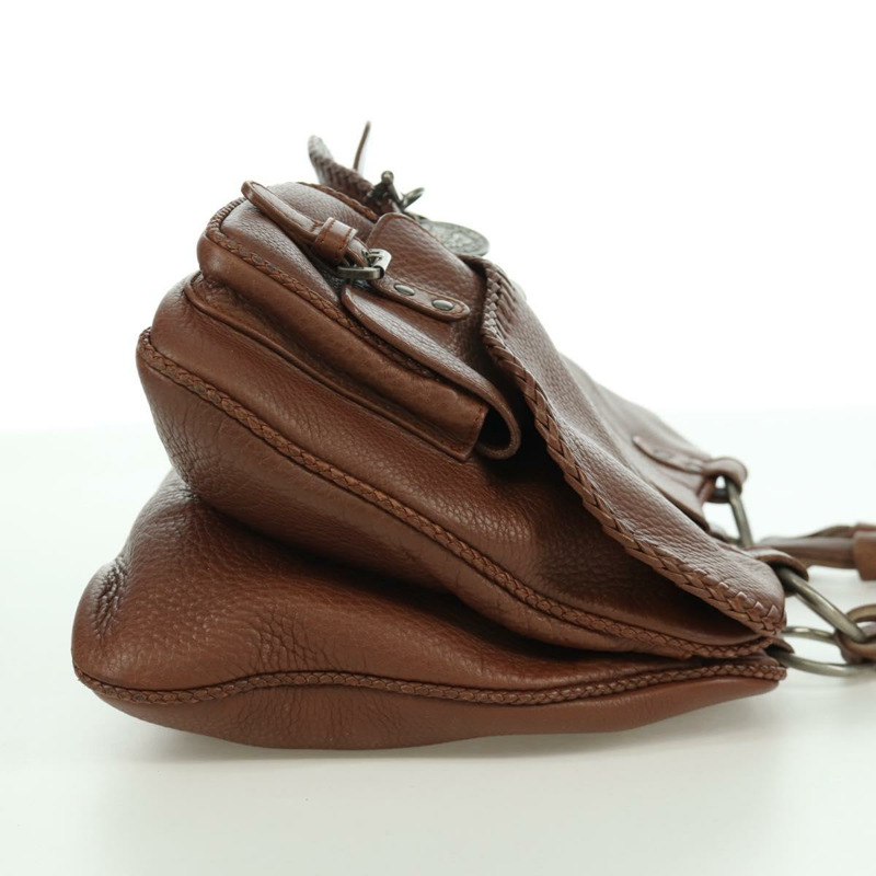 【日本直送】Christian Dior Gaucho 馬鞍形手提包，棕色銀色皮革，正品 BAZ225SAV-3