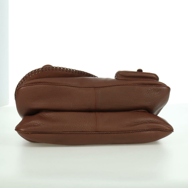 【日本直送】Christian Dior Gaucho 馬鞍形手提包，棕色銀色皮革，正品 BAZ225SAV-4