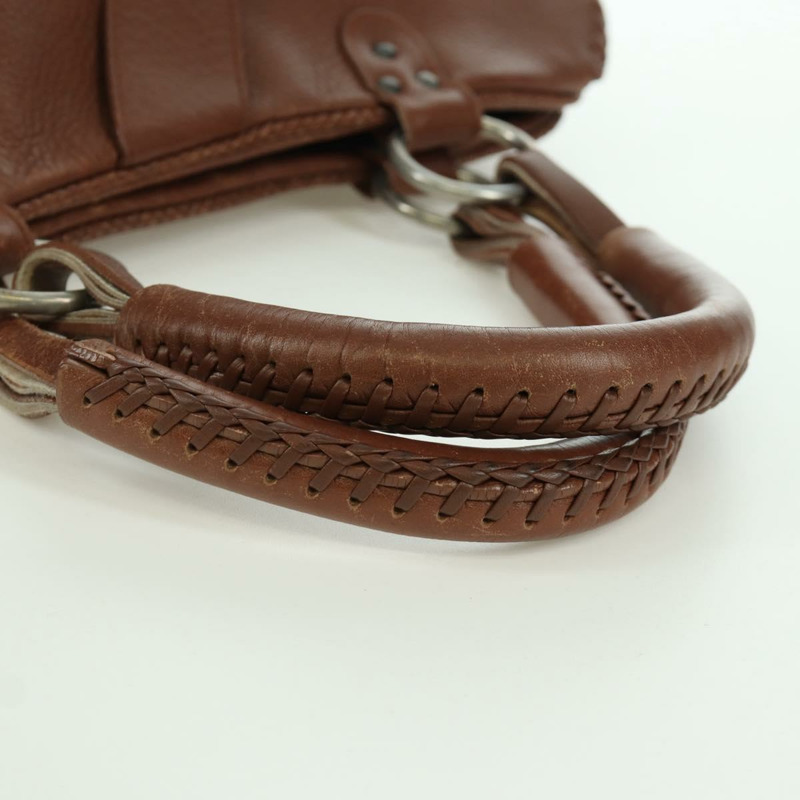 【日本直送】Christian Dior Gaucho 馬鞍形手提包，棕色銀色皮革，正品 BAZ225SAV-6