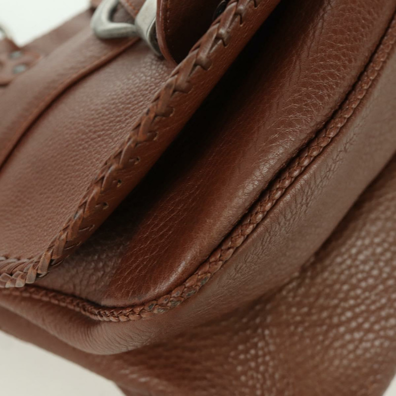 【日本直送】Christian Dior Gaucho 馬鞍形手提包，棕色銀色皮革，正品 BAZ225SAV-8