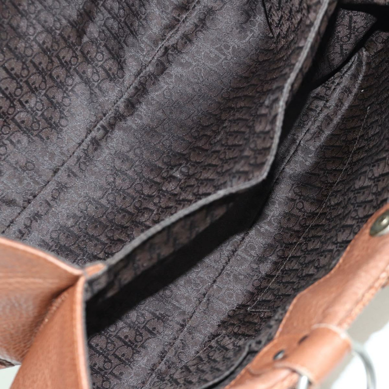 【日本直送】Christian Dior Gaucho 馬鞍形手提包，棕色銀色皮革，正品 BAZ225SAV-10