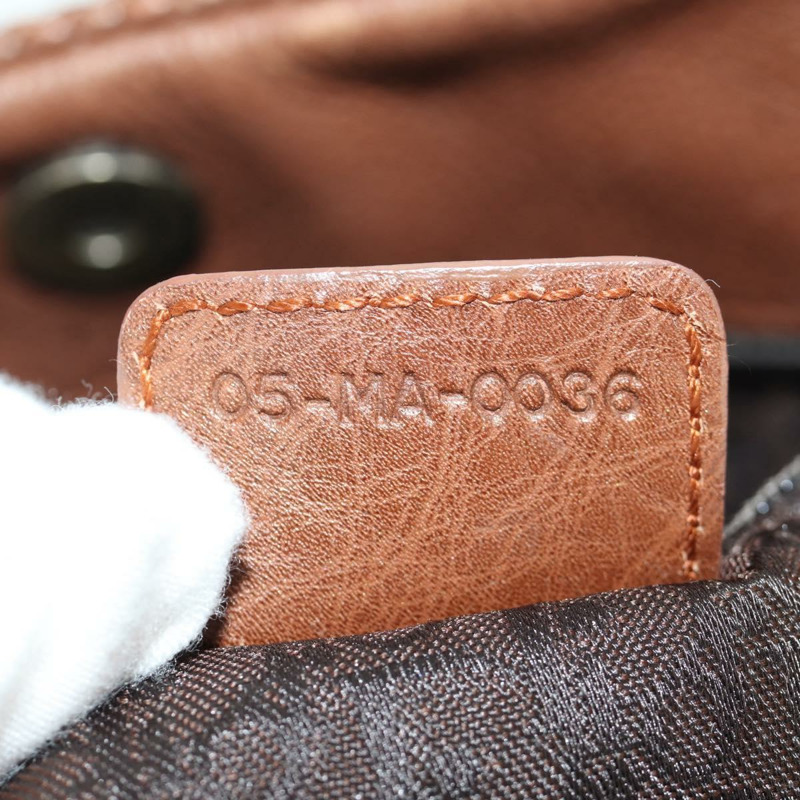 【日本直送】Christian Dior Gaucho 馬鞍形手提包，棕色銀色皮革，正品 BAZ225SAV-11