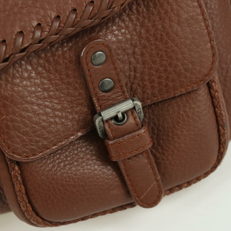 【日本直送】Christian Dior Gaucho 馬鞍形手提包，棕色銀色皮革，正品 BAZ225SAV-17