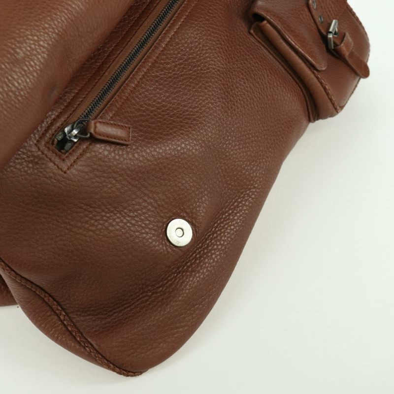 【日本直送】Christian Dior Gaucho 馬鞍形手提包，棕色銀色皮革，正品 BAZ225SAV-19