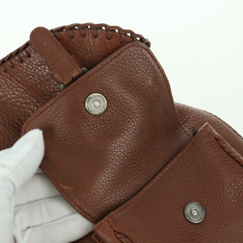 【日本直送】Christian Dior Gaucho 馬鞍形手提包，棕色銀色皮革，正品 BAZ225SAV-20