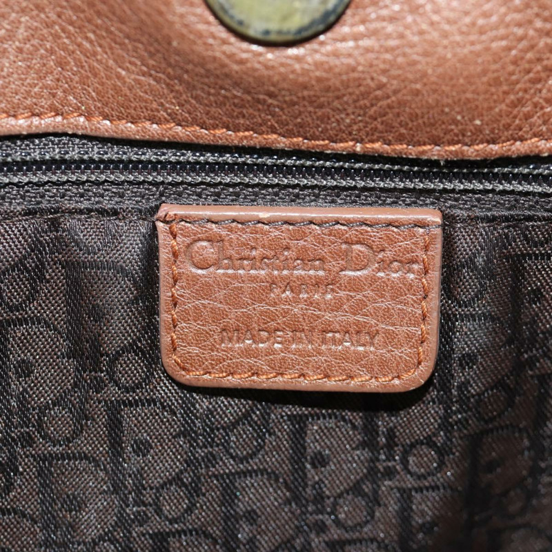 【日本直送】Christian Dior Gaucho 馬鞍形手提包，棕色銀色皮革，正品 BAZ225SAV-25