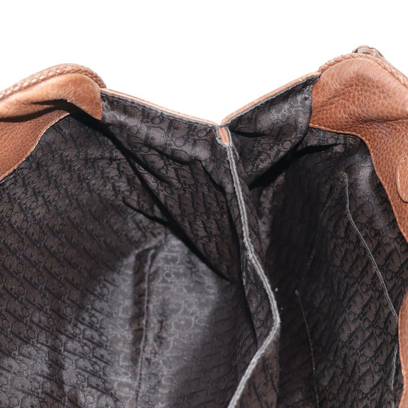 【日本直送】Christian Dior Gaucho 馬鞍形手提包，棕色銀色皮革，正品 BAZ225SAV-26