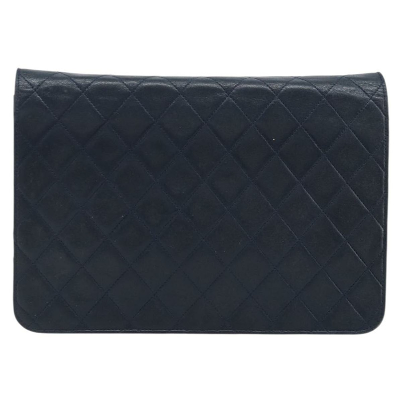 【日本直送】香奈兒 (CHANEL) 絎縫鏈條肩背包，羊皮，海軍藍，金色雙C標誌，正品 BAZ147-1