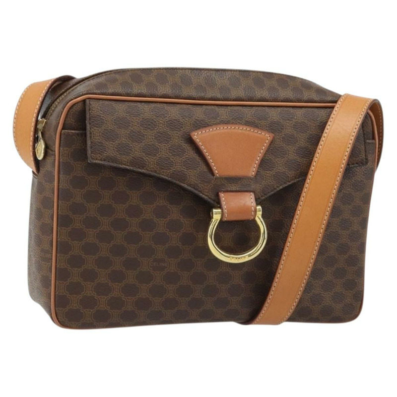 【日本直送】CELINE Macadam帆布肩背包 PVC皮革 棕色 金色 Auth mr2269A-0