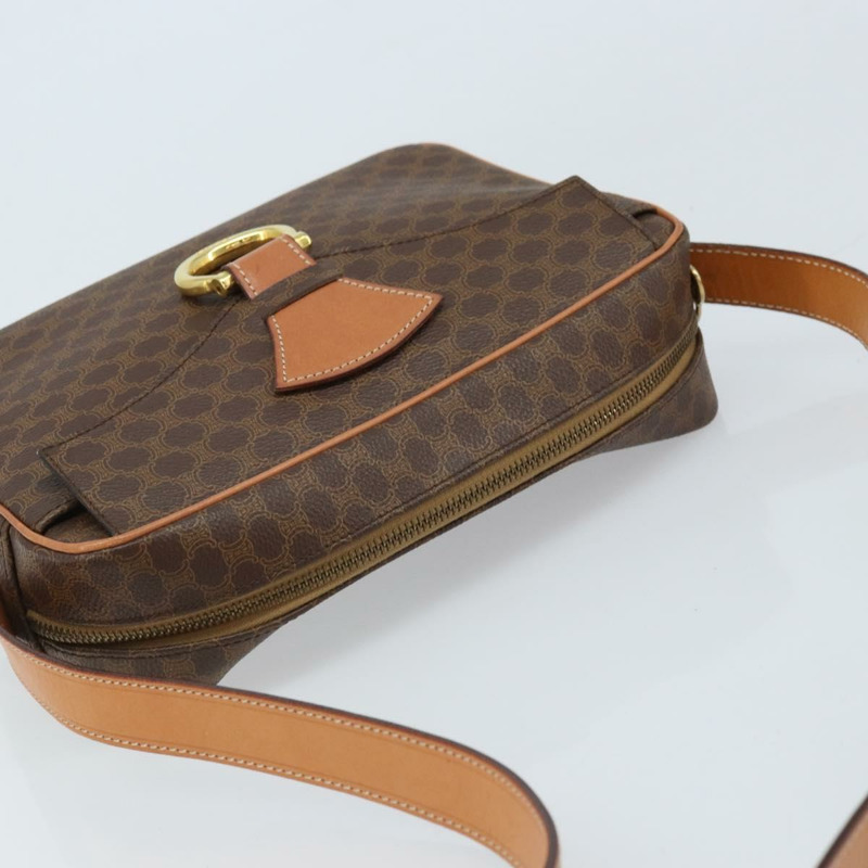 【日本直送】CELINE Macadam帆布肩背包 PVC皮革 棕色 金色 Auth mr2269A-5