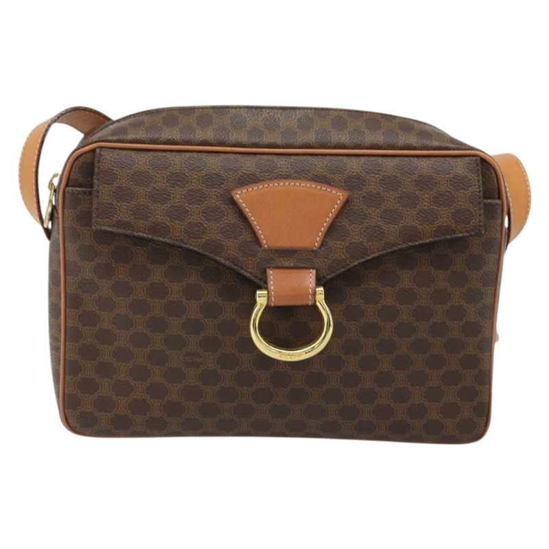 【日本直送】CELINE Macadam帆布肩背包 PVC皮革 棕色 金色 Auth mr2269A-12