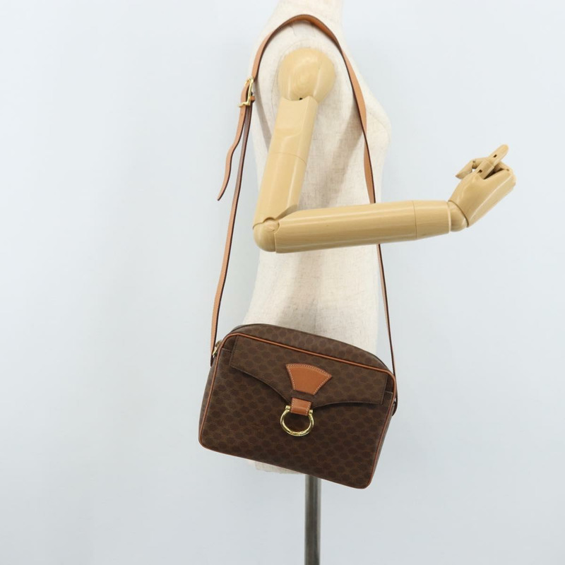 【日本直送】CELINE Macadam帆布肩背包 PVC皮革 棕色 金色 Auth mr2269A-22