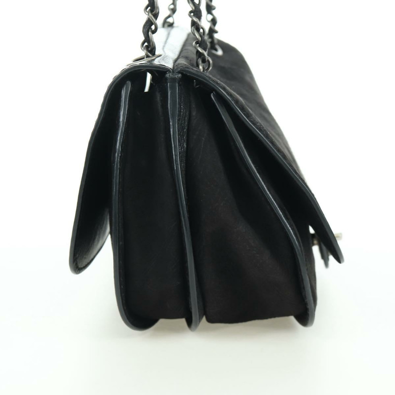 【日本直送】香奈兒 (CHANEL) Matelasse 鏈條包，黑色銀色雙C標誌，磨砂皮材質，正品 BAZ254SAV-3