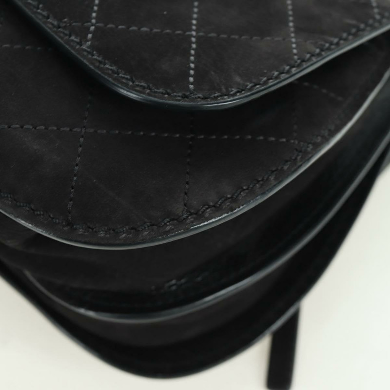 【日本直送】香奈兒 (CHANEL) Matelasse 鏈條包，黑色銀色雙C標誌，磨砂皮材質，正品 BAZ254SAV-16