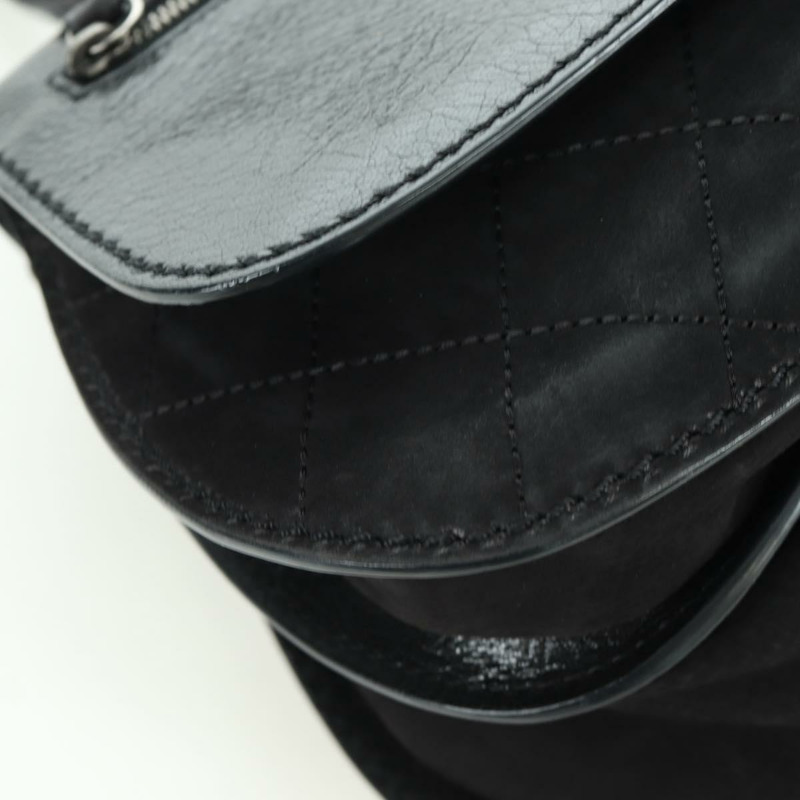 【日本直送】香奈兒 (CHANEL) Matelasse 鏈條包，黑色銀色雙C標誌，磨砂皮材質，正品 BAZ254SAV-17