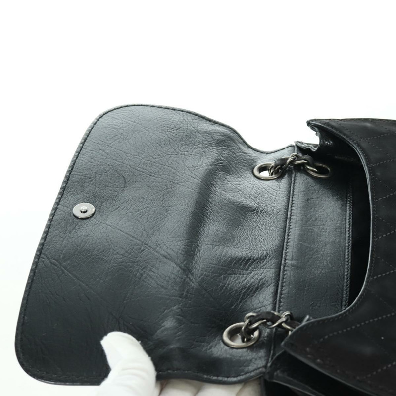 【日本直送】香奈兒 (CHANEL) Matelasse 鏈條包，黑色銀色雙C標誌，磨砂皮材質，正品 BAZ254SAV-21