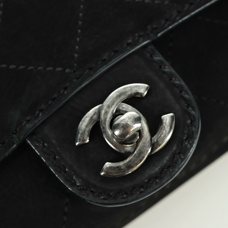 【日本直送】香奈兒 (CHANEL) Matelasse 鏈條包，黑色銀色雙C標誌，磨砂皮材質，正品 BAZ254SAV-22