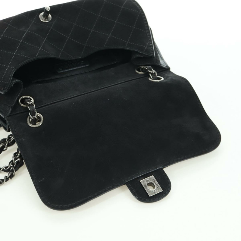 【日本直送】香奈兒 (CHANEL) Matelasse 鏈條包，黑色銀色雙C標誌，磨砂皮材質，正品 BAZ254SAV-23