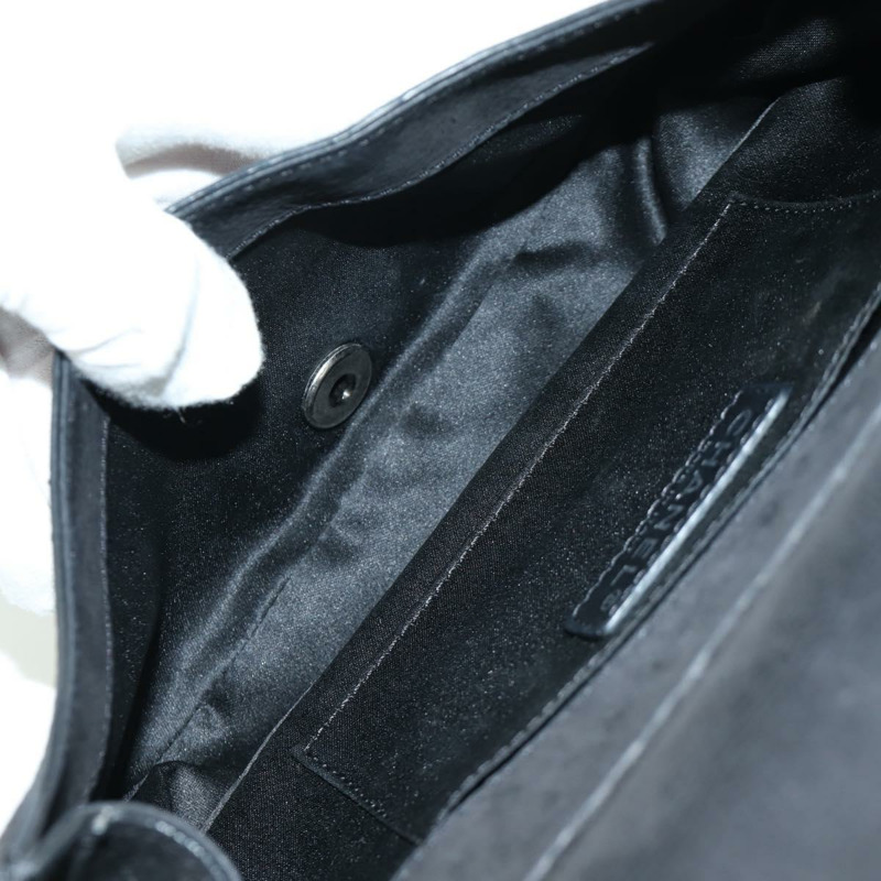 【日本直送】香奈兒 (CHANEL) Matelasse 鏈條包，黑色銀色雙C標誌，磨砂皮材質，正品 BAZ254SAV-26