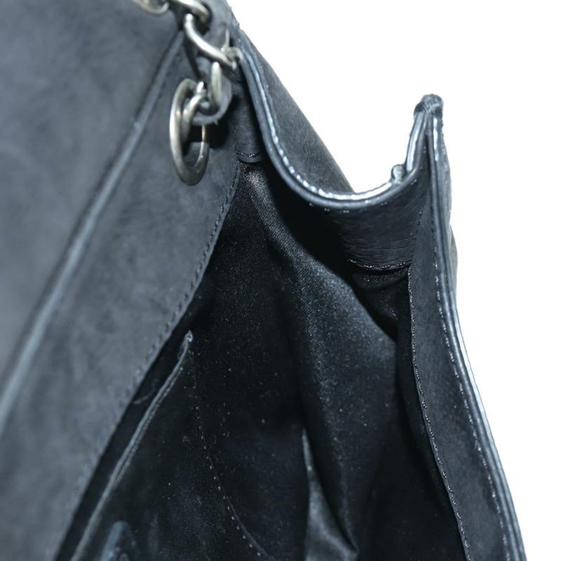 【日本直送】香奈兒 (CHANEL) Matelasse 鏈條包，黑色銀色雙C標誌，磨砂皮材質，正品 BAZ254SAV-28