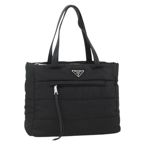 PRADA 尼龍托特包 黑色 銀色 正品 BA11792A