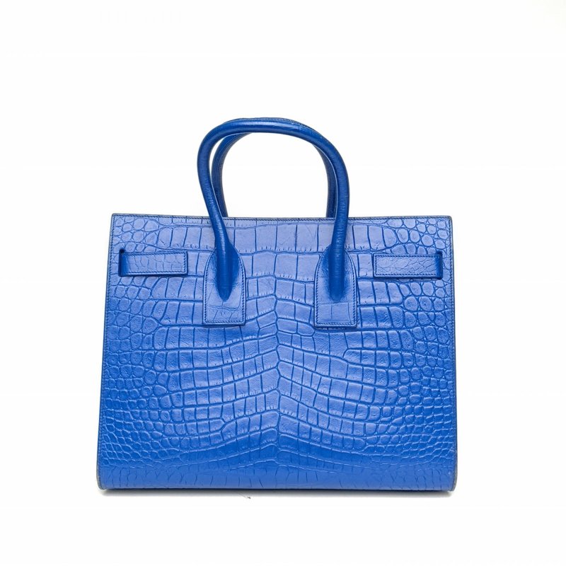 SAINT LAURENT ClassicSacDeJour風琴包小號藍色牛皮銀扣肩背包-2