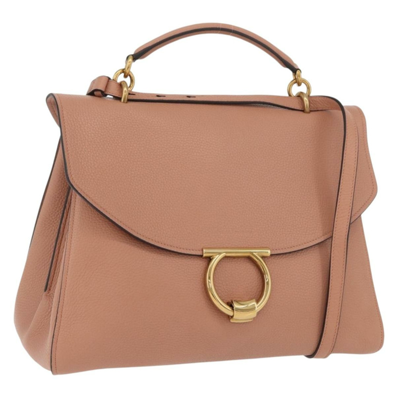 【日本直送】Salvatore Ferragamo Margot 肩背包 皮革 米色 金色 正品 ka3483A-0