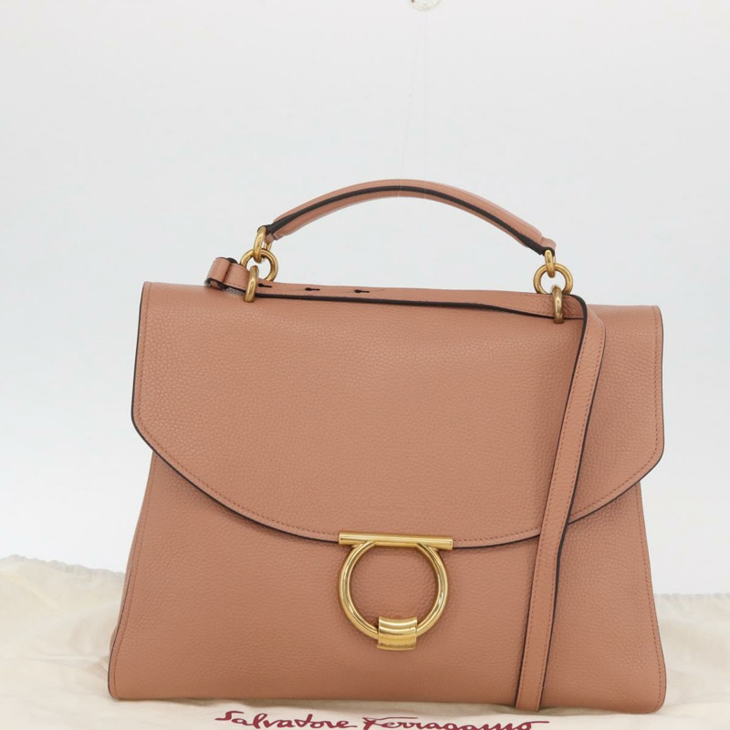 【日本直送】Salvatore Ferragamo Margot 肩背包 皮革 米色 金色 正品 ka3483A-11