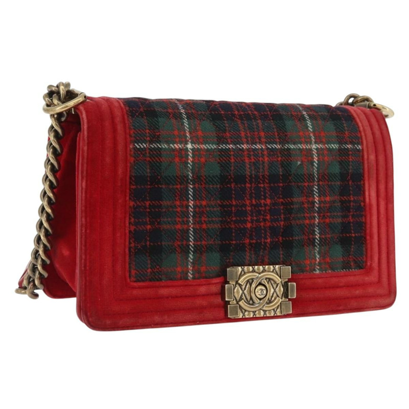 【日本直送】香奈兒鏈絎縫 Boy Chanel 單肩包帆布紅金色 CC Auth ka3474SAM-0