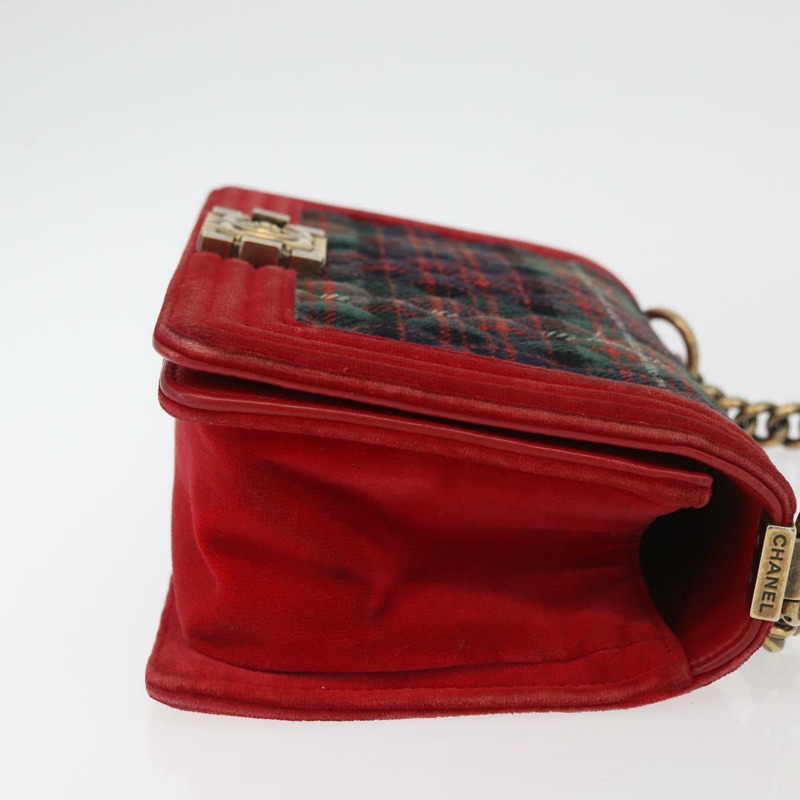 【日本直送】香奈兒鏈絎縫 Boy Chanel 單肩包帆布紅金色 CC Auth ka3474SAM-2