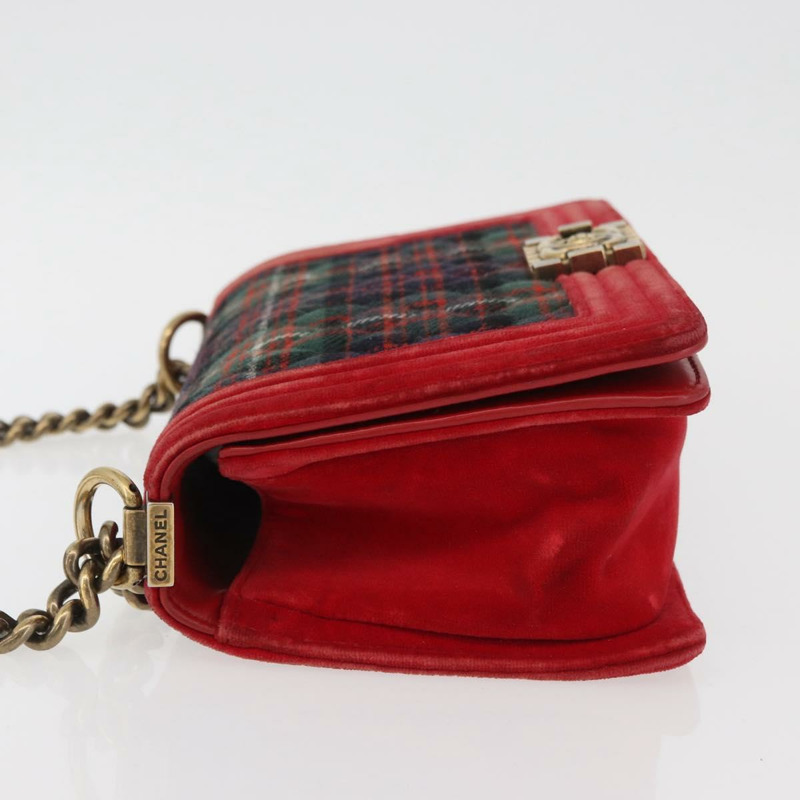 【日本直送】香奈兒鏈絎縫 Boy Chanel 單肩包帆布紅金色 CC Auth ka3474SAM-3