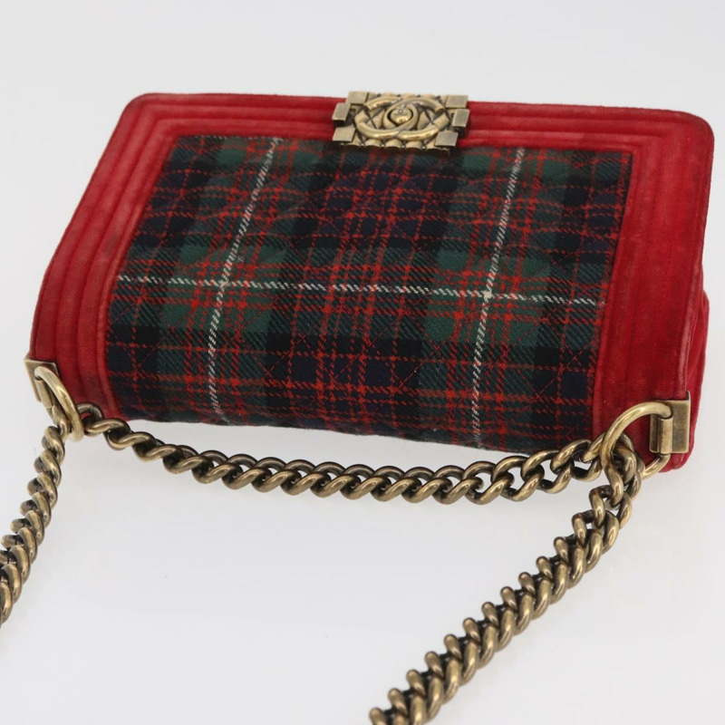 【日本直送】香奈兒鏈絎縫 Boy Chanel 單肩包帆布紅金色 CC Auth ka3474SAM-5