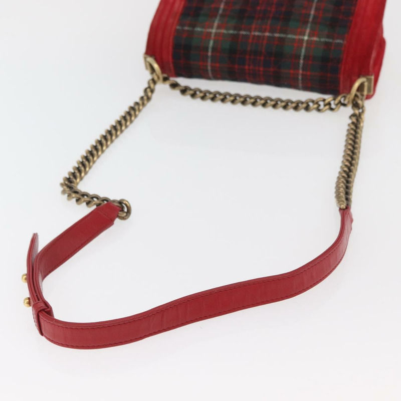 【日本直送】香奈兒鏈絎縫 Boy Chanel 單肩包帆布紅金色 CC Auth ka3474SAM-6