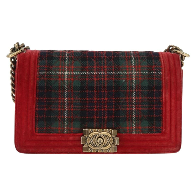 【日本直送】香奈兒鏈絎縫 Boy Chanel 單肩包帆布紅金色 CC Auth ka3474SAM-12