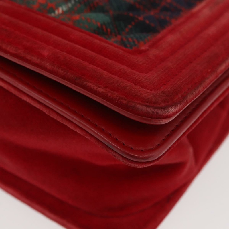 【日本直送】香奈兒鏈絎縫 Boy Chanel 單肩包帆布紅金色 CC Auth ka3474SAM-13