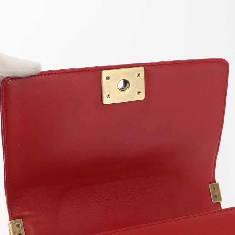 【日本直送】香奈兒鏈絎縫 Boy Chanel 單肩包帆布紅金色 CC Auth ka3474SAM-17