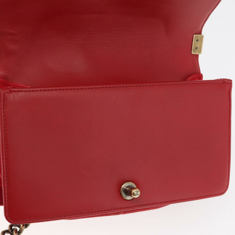 【日本直送】香奈兒鏈絎縫 Boy Chanel 單肩包帆布紅金色 CC Auth ka3474SAM-18