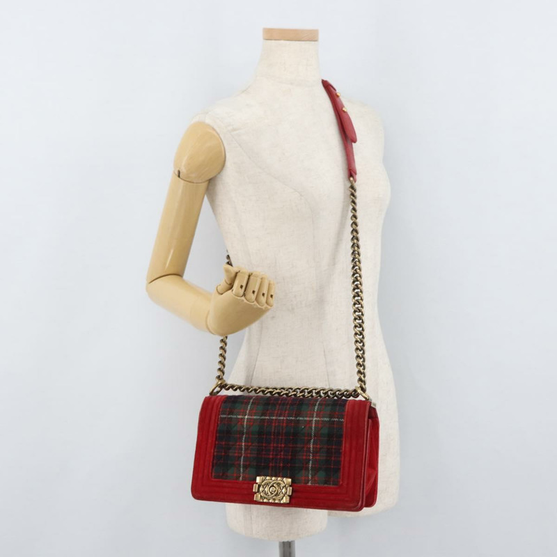 【日本直送】香奈兒鏈絎縫 Boy Chanel 單肩包帆布紅金色 CC Auth ka3474SAM-23