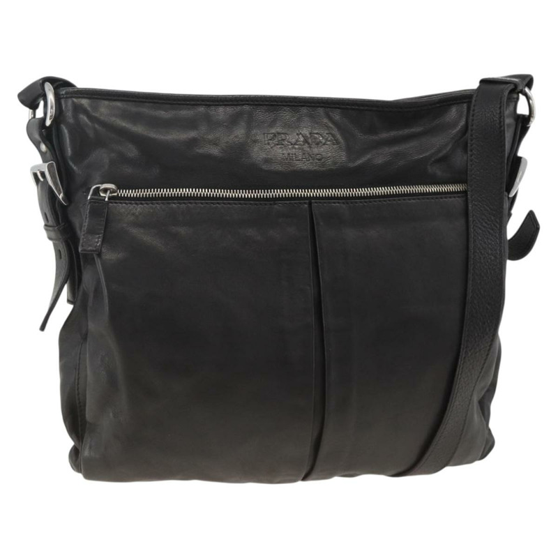 【日本直送】PRADA 黑色銀色皮革肩背包 正品 ka3596A-0