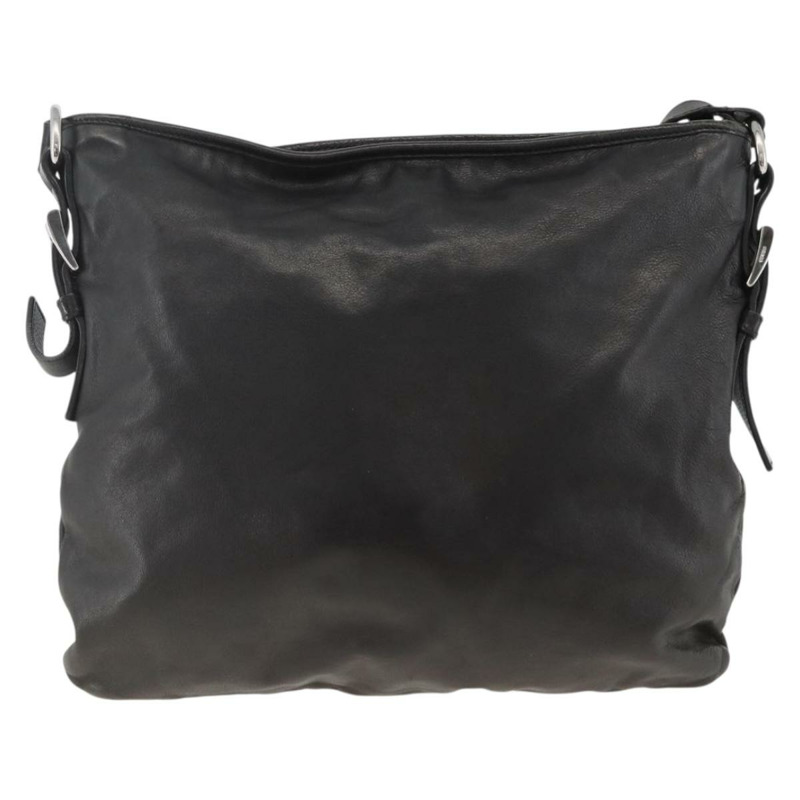 【日本直送】PRADA 黑色銀色皮革肩背包 正品 ka3596A-1