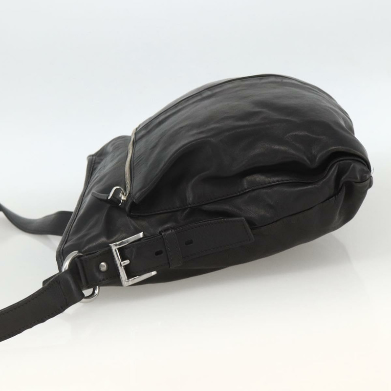 【日本直送】PRADA 黑色銀色皮革肩背包 正品 ka3596A-2