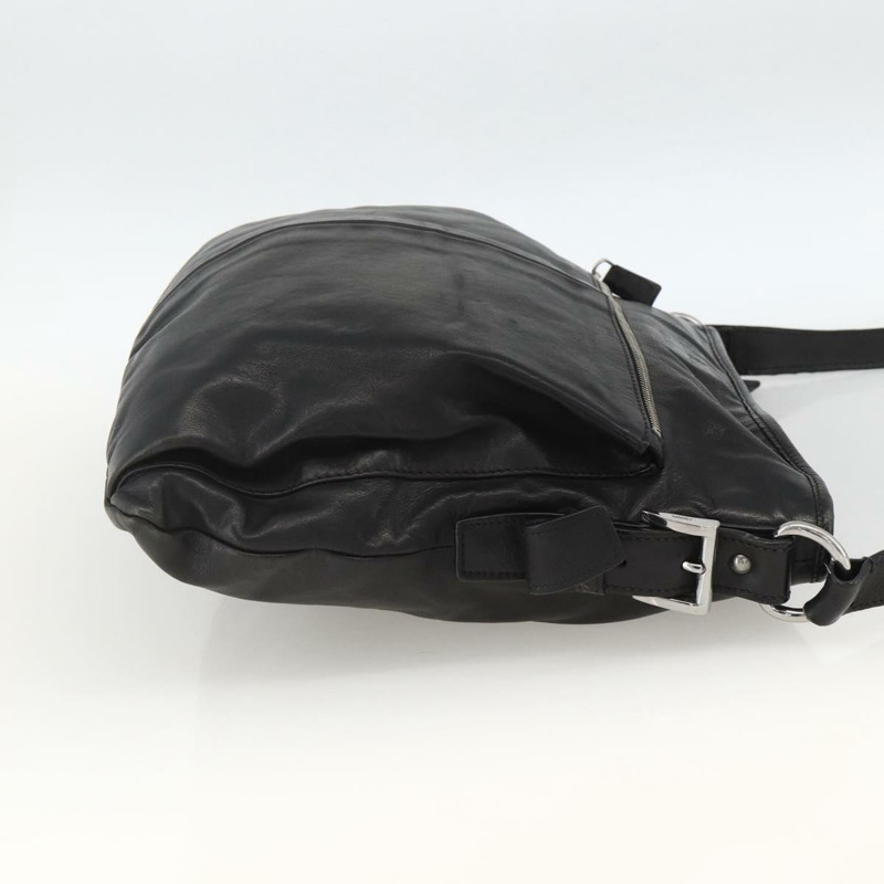 【日本直送】PRADA 黑色銀色皮革肩背包 正品 ka3596A-3