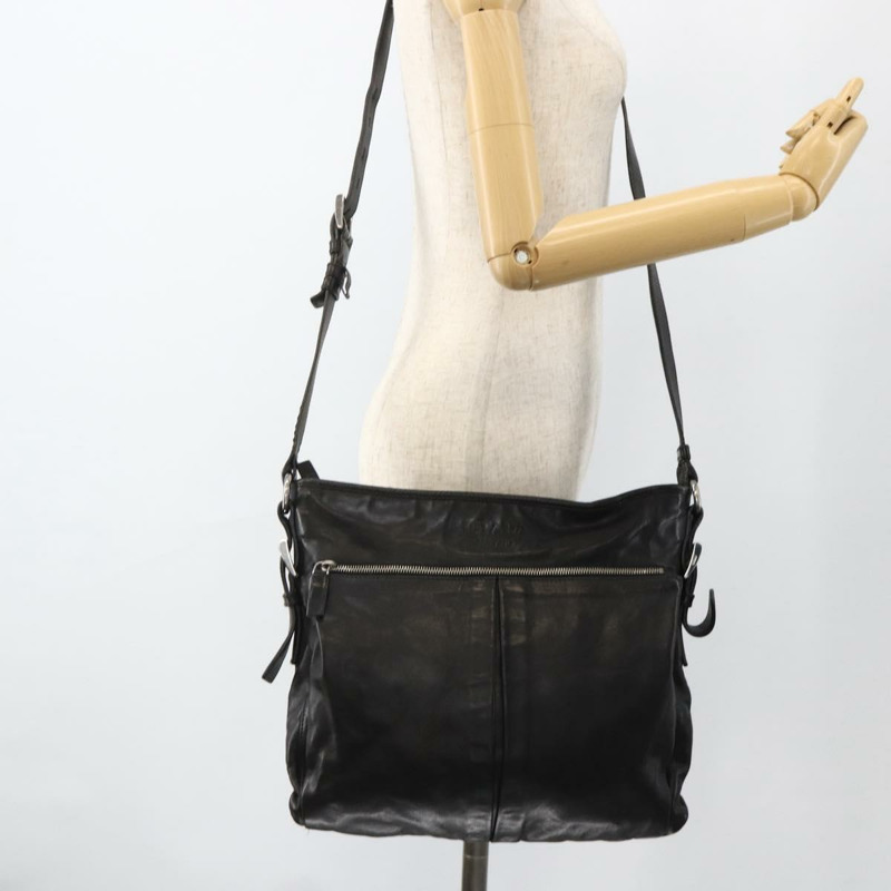 【日本直送】PRADA 黑色銀色皮革肩背包 正品 ka3596A-23