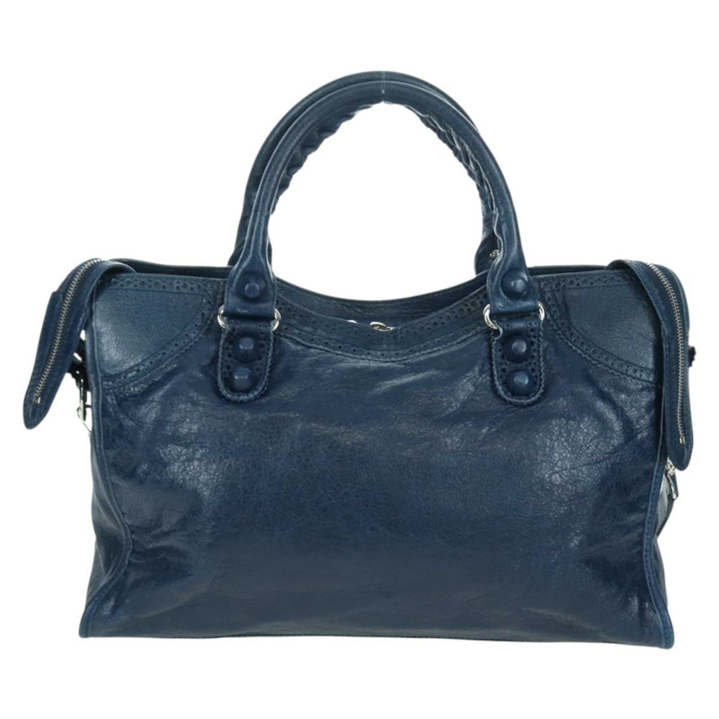 【日本直送】BALENCIAGA Giant City 手提包 皮革 2way 藍色銀色 258044 正品 ki6596SAM-1