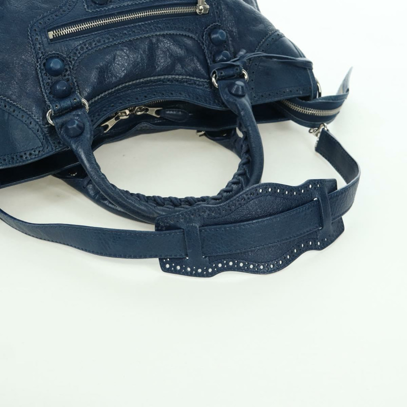 【日本直送】BALENCIAGA Giant City 手提包 皮革 2way 藍色銀色 258044 正品 ki6596SAM-8